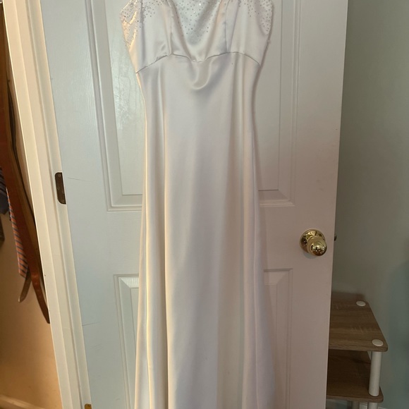 Jim Hjelm Satin Sequined Wedding Dress - Picture 2 of 5